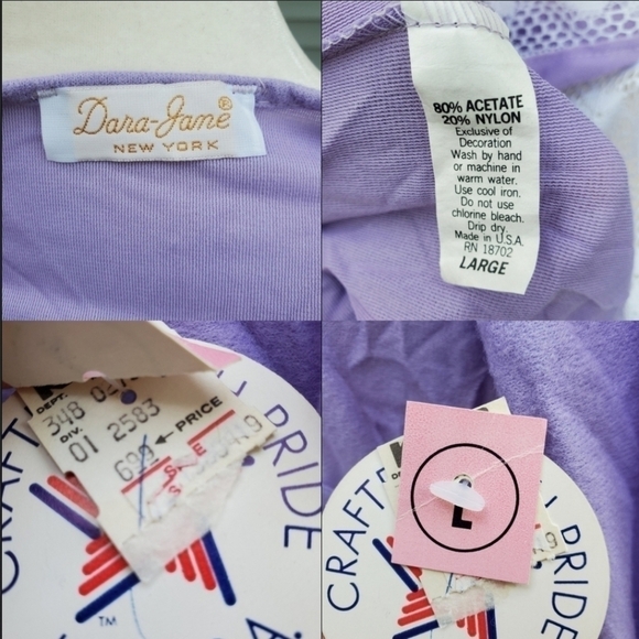 Vintage 70s Boho Dara Jane NWT Soft Purple and Lace V Neckline Slip Nightgown Lg - Picture 6 of 7